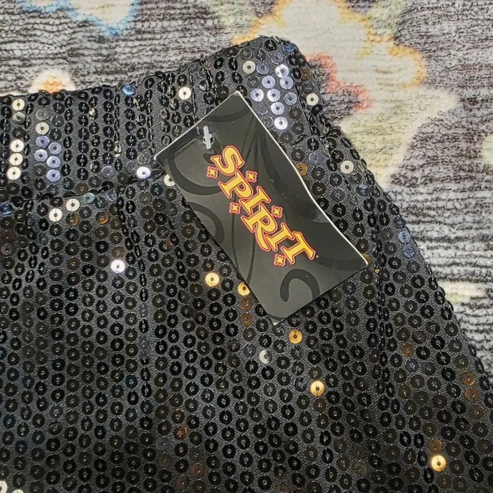 New Spirit Halloween Black Sequin Shorts XL High Rise Sparkle Party Glam Costume